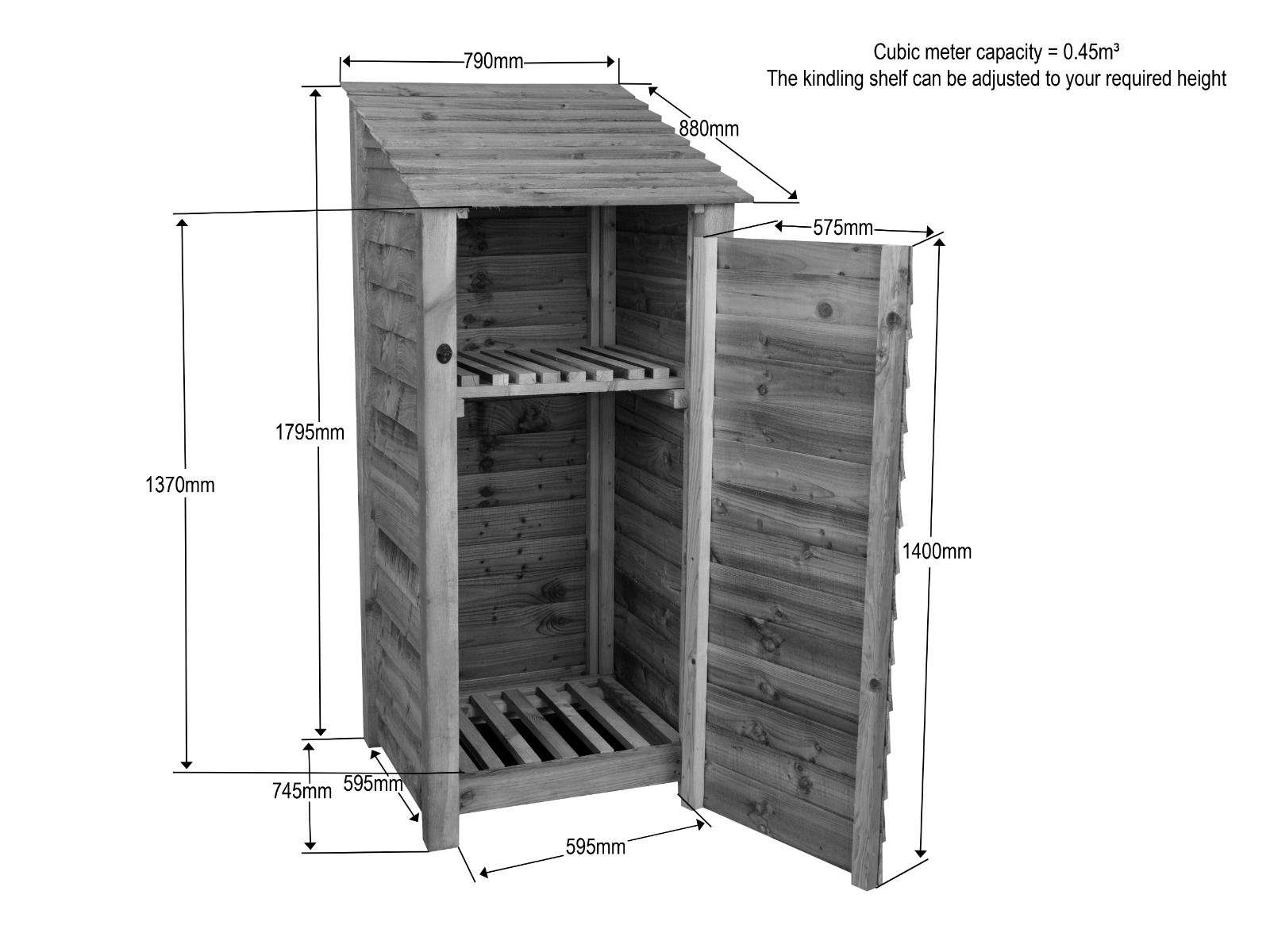Wooden Garden Tool Storage with Shelf W-79cm, H-126cm or 180cm, D-88cm