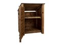 Wooden Garden Tool Storage with Shelf (Roof Sloping Back) W-99cm, H-126cm or 180cm, D-88cm - Brown Finish