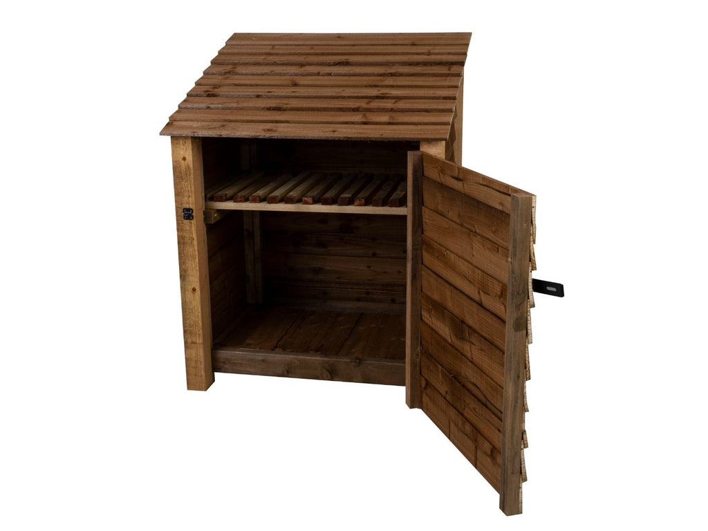 Wooden Garden Tool Storage with Shelf W-99cm, H-126cm or 180cm, D-88cm - Brown Finish