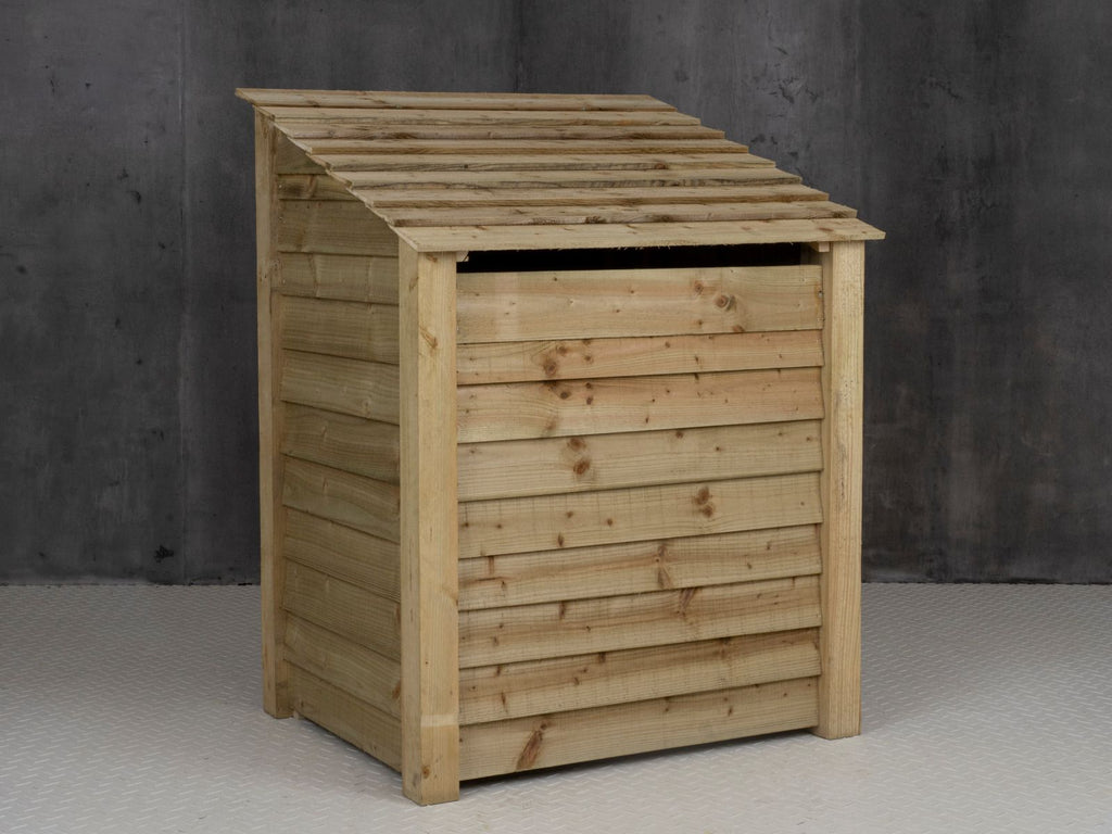 Wooden Log Store with Door and Shelf (Roof Sloping Back) W-99cm, H-126cm Or 180cm, D-88cm