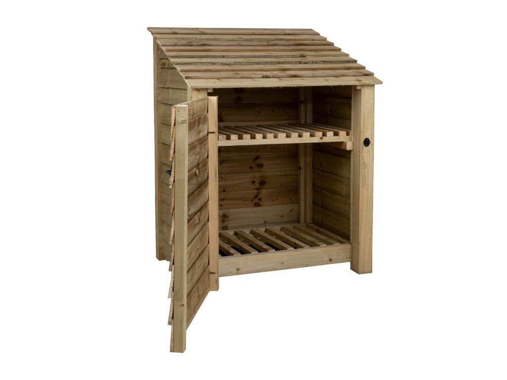 Wooden Log Store with Door and Shelf W-99cm, H-126cm Or 180cm, D-88cm