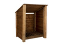 Wooden Log Store (Roof Sloping Back) W-99cm, H-126cm Or 180cm, D-88cm - Brown Finish