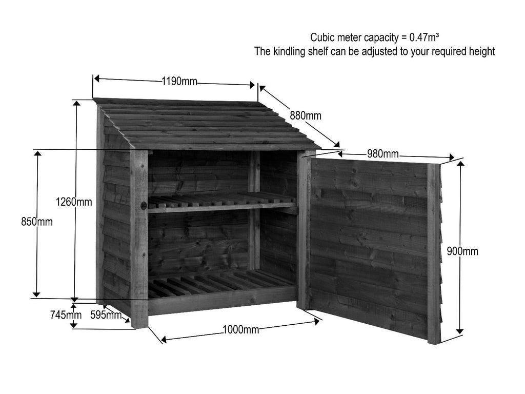Wooden Garden Tool Storage with Shelf W-119cm, H-126cm or 180cm, D-88cm