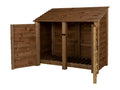 Wooden Log Store with Door W-146cm, H-126cm or 180cm, D-88cm - Brown Finish