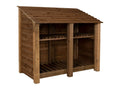 Wooden Log Store with Shelf W-146cm, H-126cm or 180cm, D-88cm - Brown Finish