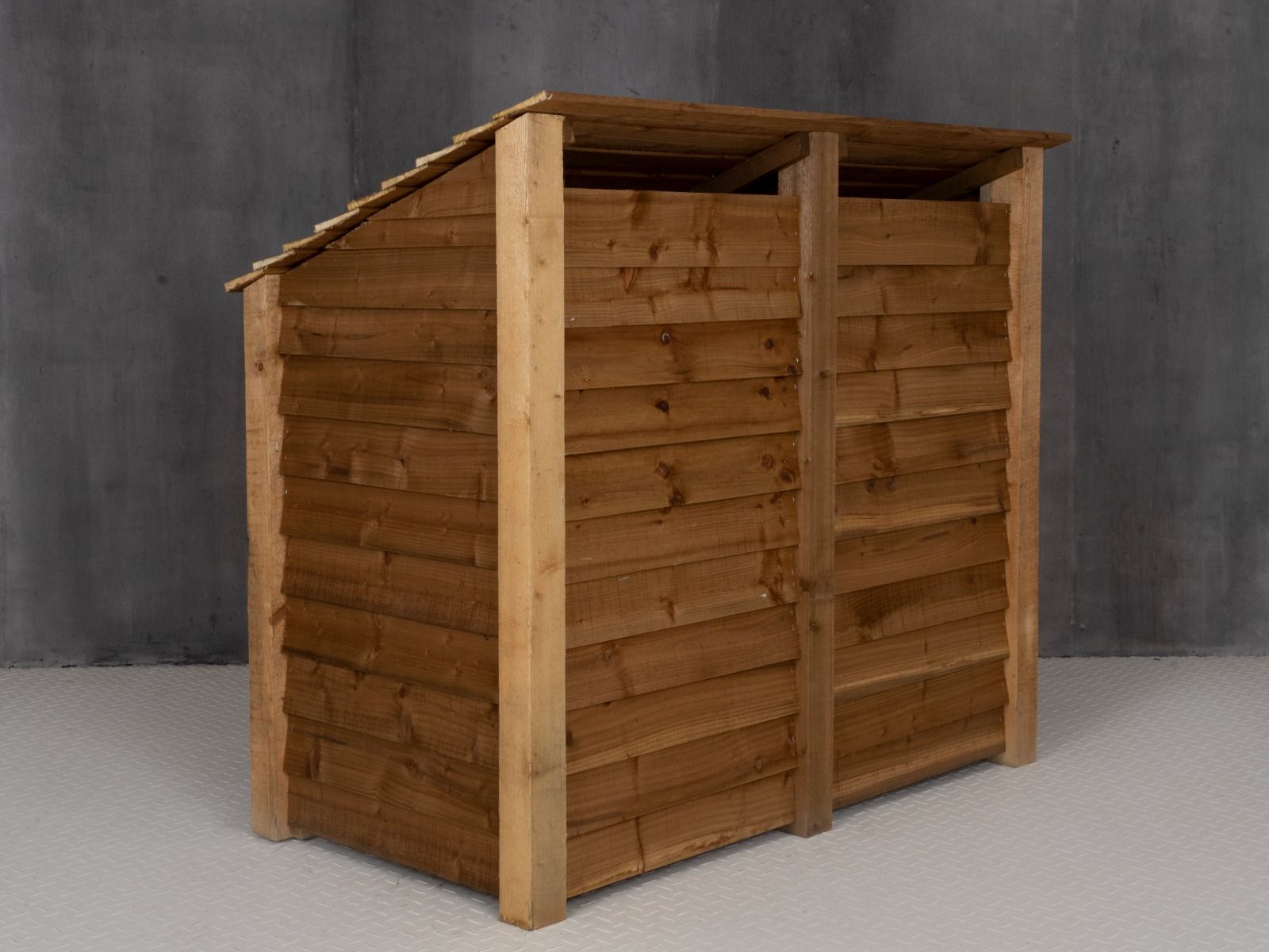 Wooden Log Store with Door and Shelf W-146cm, H-126cm or 180cm, D-88cm - Brown Finish