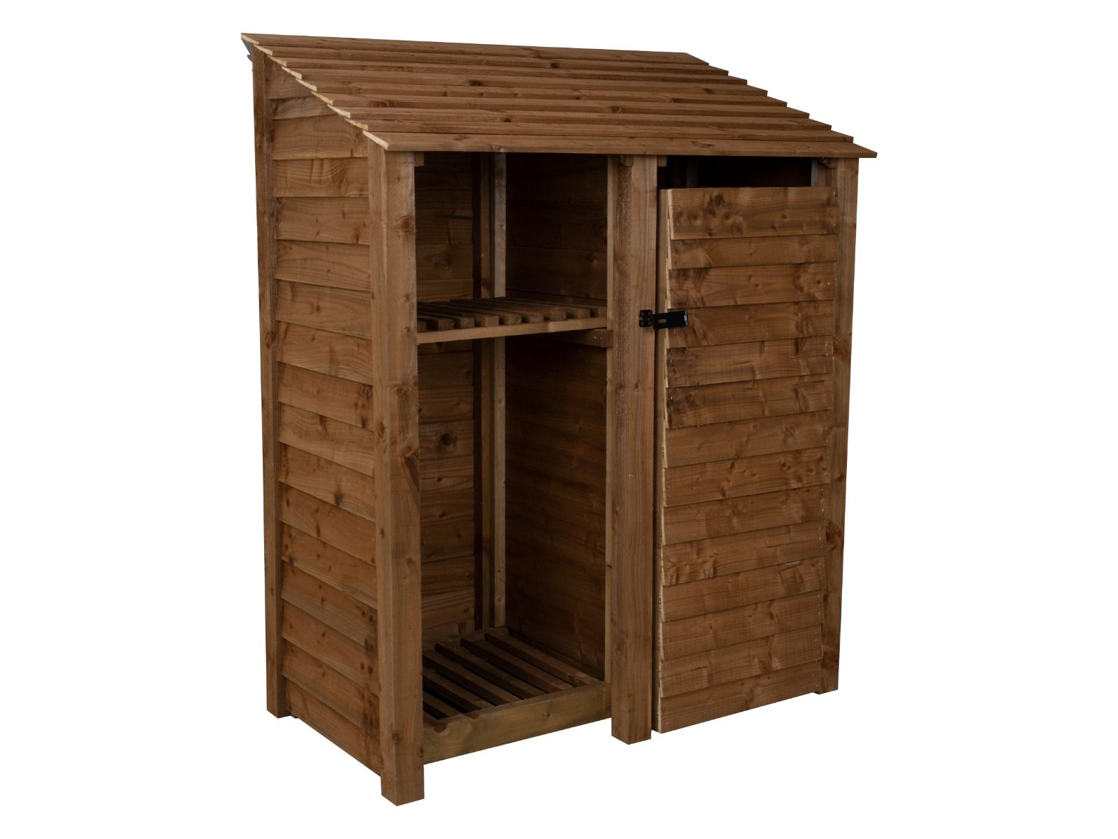 Wooden Garden Tool Storage with Shelf W-146cm, H-126cm or 180cm, D-88cm - Brown Finish