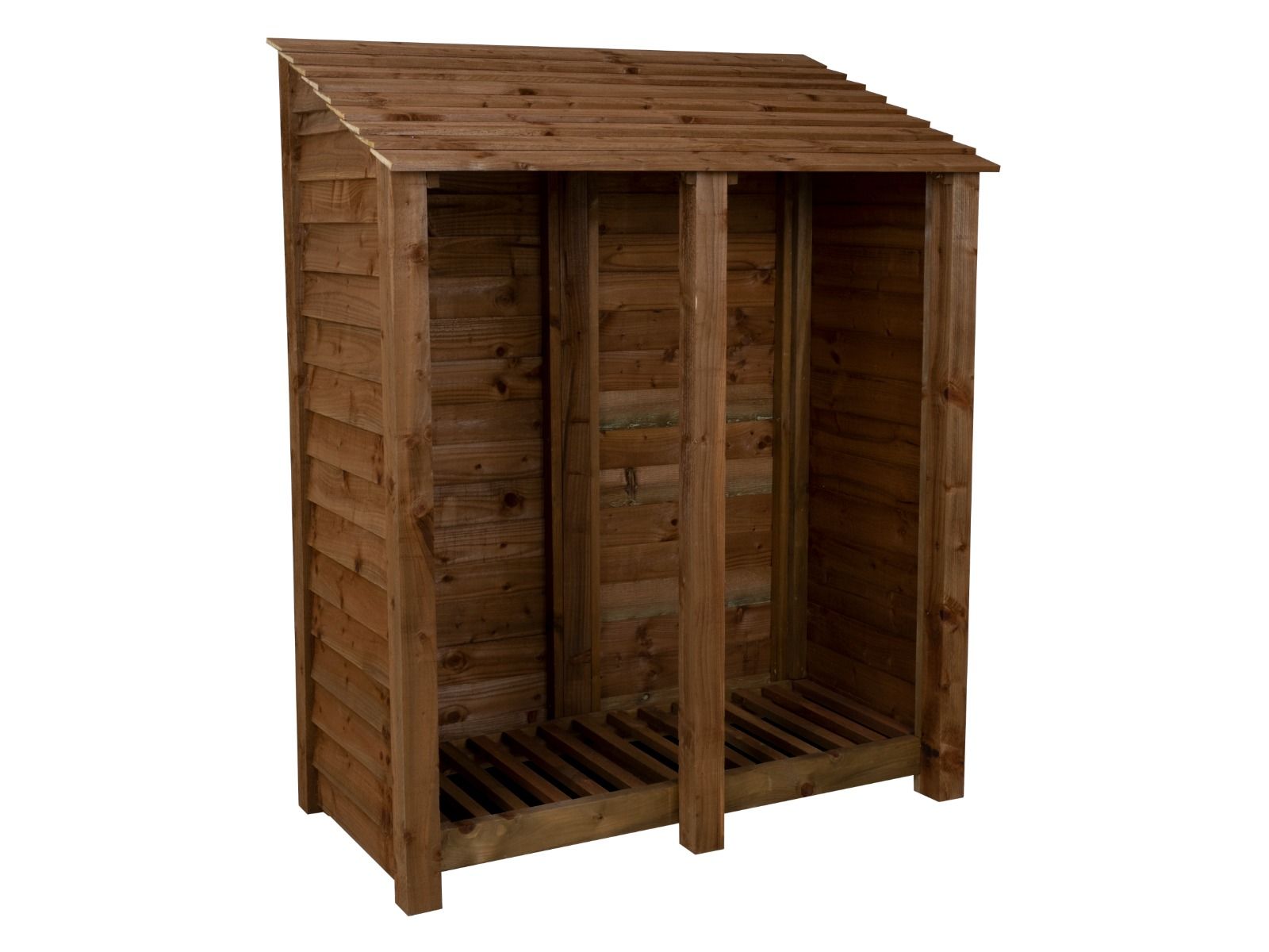 Wooden Log Store W-146cm, H-126cm or 180cm, D-88cm - Brown Finish