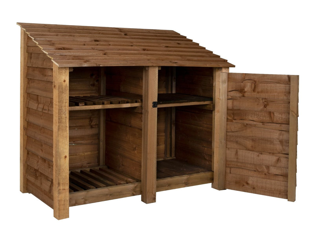 Wooden Garden Tool Storage with Shelf W-146cm, H-126cm or 180cm, D-88cm - Brown Finish