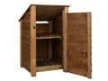 Wooden Log Store with Door and Shelf (Roof Sloping Back) W-79cm, H-126cm or 180cm, D-88cm - Brown Finish