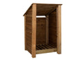 Wooden Log Store (Roof Sloping Back) W-79cm, H-126cm or 180cm, D-88cm - Brown Finish
