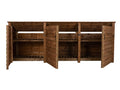 Wooden Log Store (Roof Sloping Back) with Doors and Shelf W-335cm, H-126cm or 180cm, D-88cm - Brown Finish