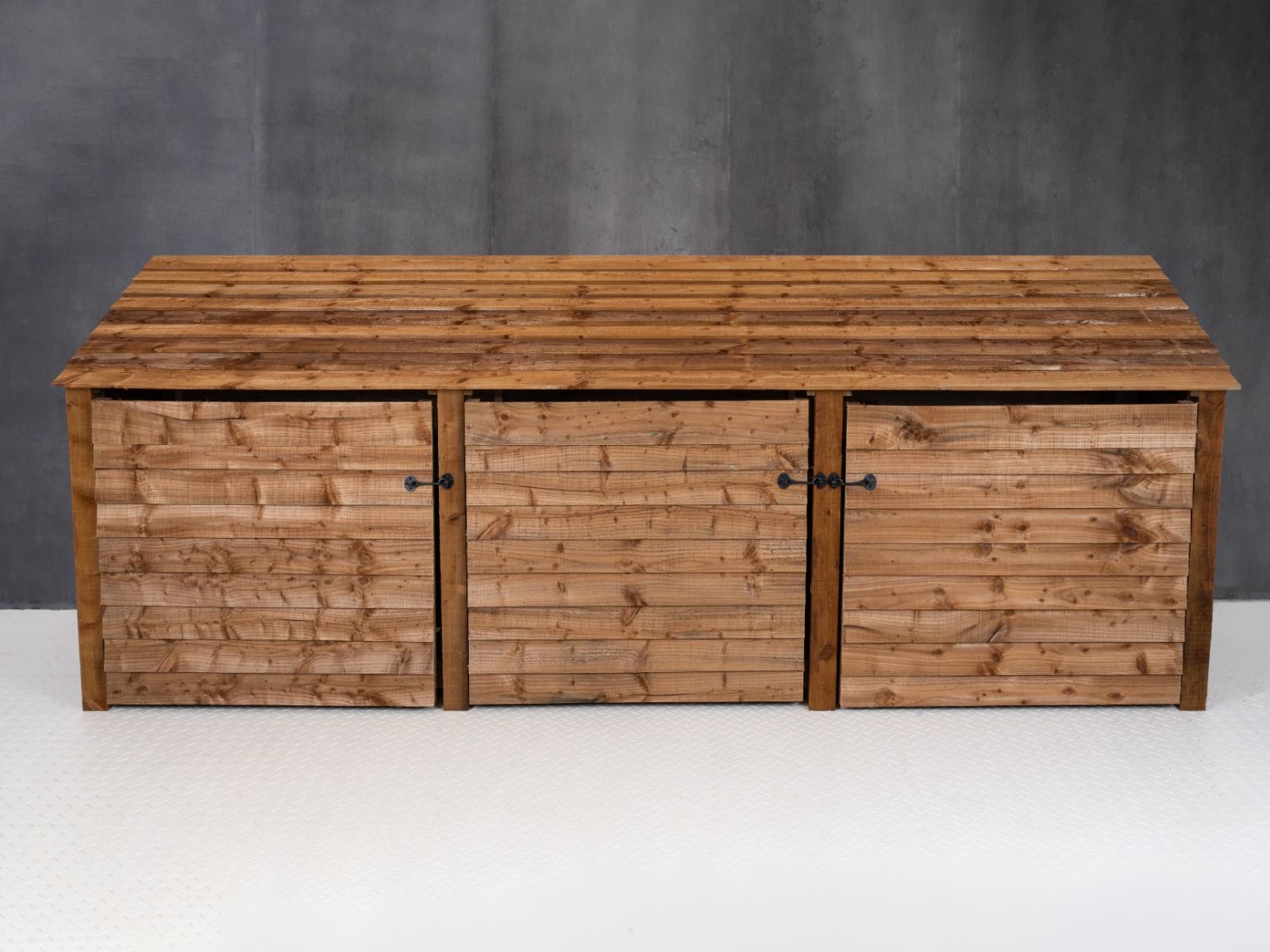 Wooden Log Store with Doors W-335cm, H-126cm or 180cm, D-88cm - Brown Finish