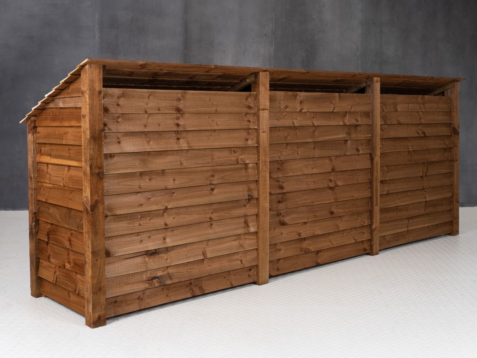 Wooden Log Store with Doors W-335cm, H-126cm or 180cm, D-88cm - Brown Finish