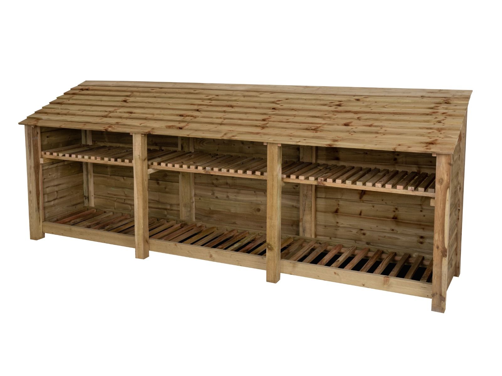 Wooden Log Store with Shelf W-335cm, H-126cm or 180cm, D-88cm