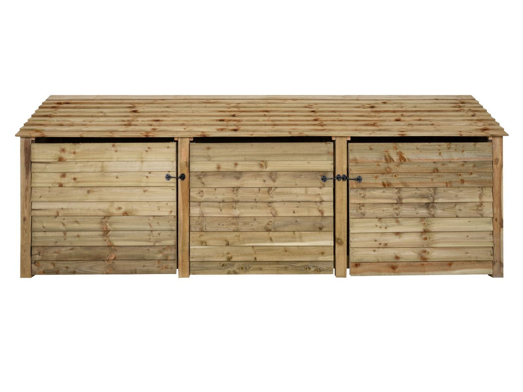 Wooden Log Store with Doors and Shelf W-335cm, H-126cm or 180cm, D-88cm