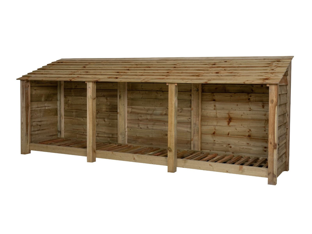 Wooden Log Store W-335cm, H-126cm or 180cm, D-88cm