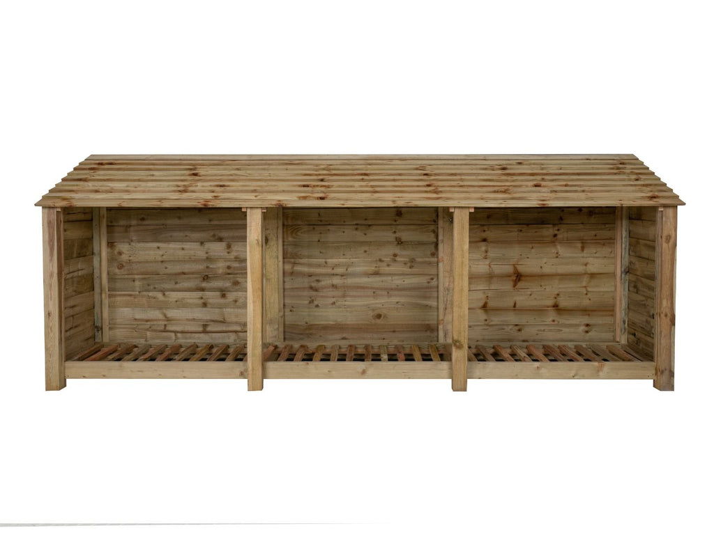 Wooden Log Store W-335cm, H-126cm or 180cm, D-88cm