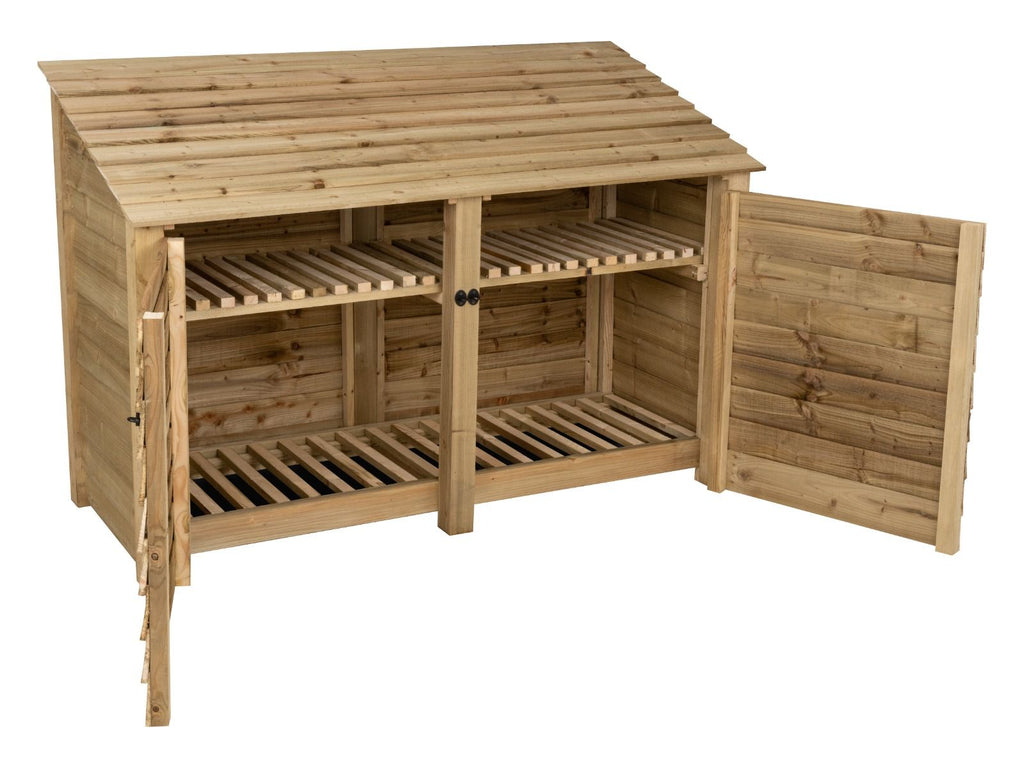 Wooden Log Store with Doors and Shelf W-187cm, H-126cm or 180cm, D-88cm