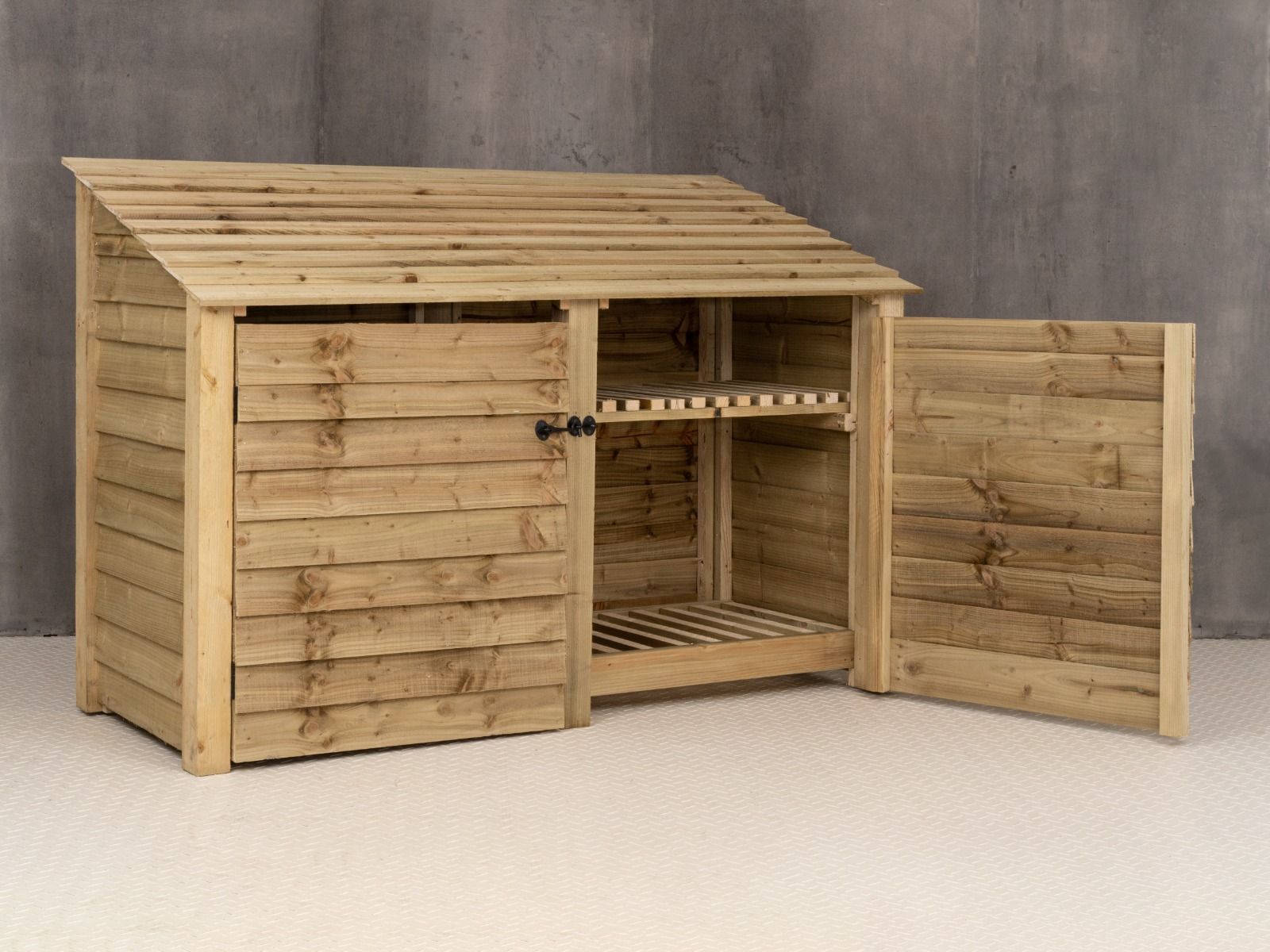 Wooden Log Store with Doors and Shelf W-187cm, H-126cm or 180cm, D-88cm