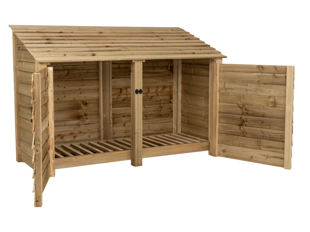 Wooden Log Store with Doors W-187cm, H-126cm or 180cm, D-88cm