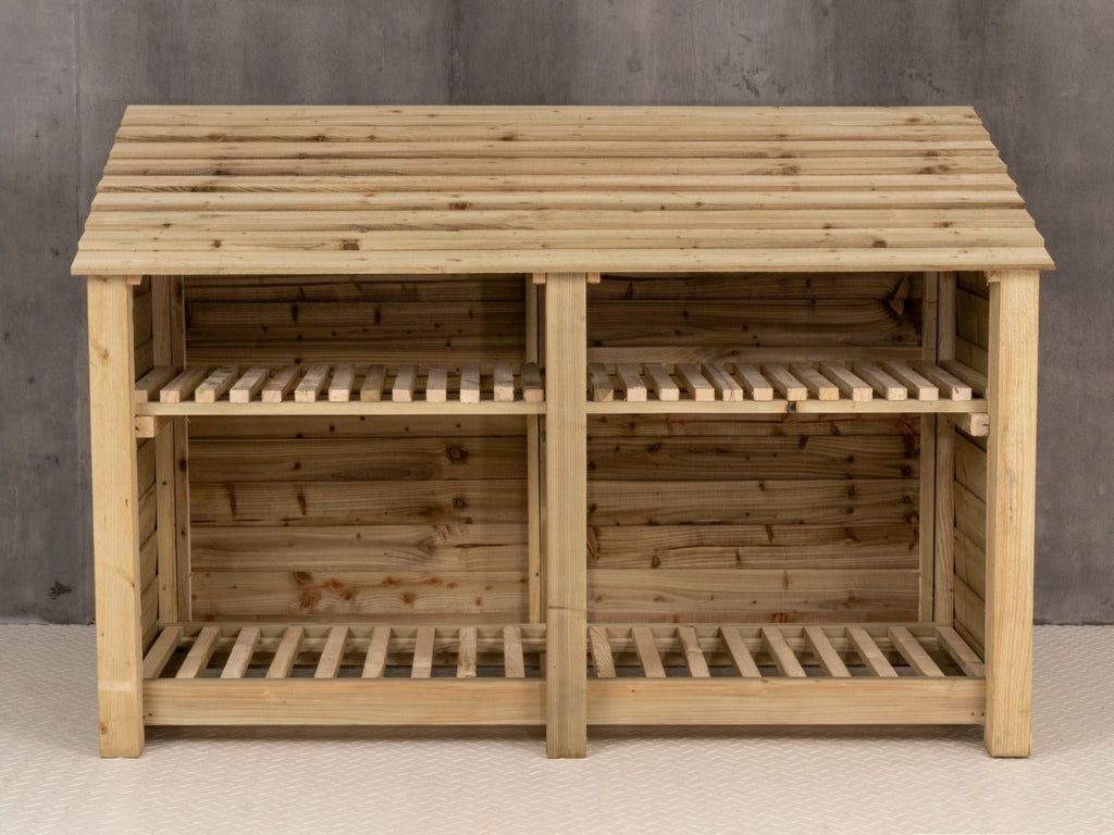 Wooden Log Store with Shelf W-187cm, H-126cm or 180cm, D-88cm