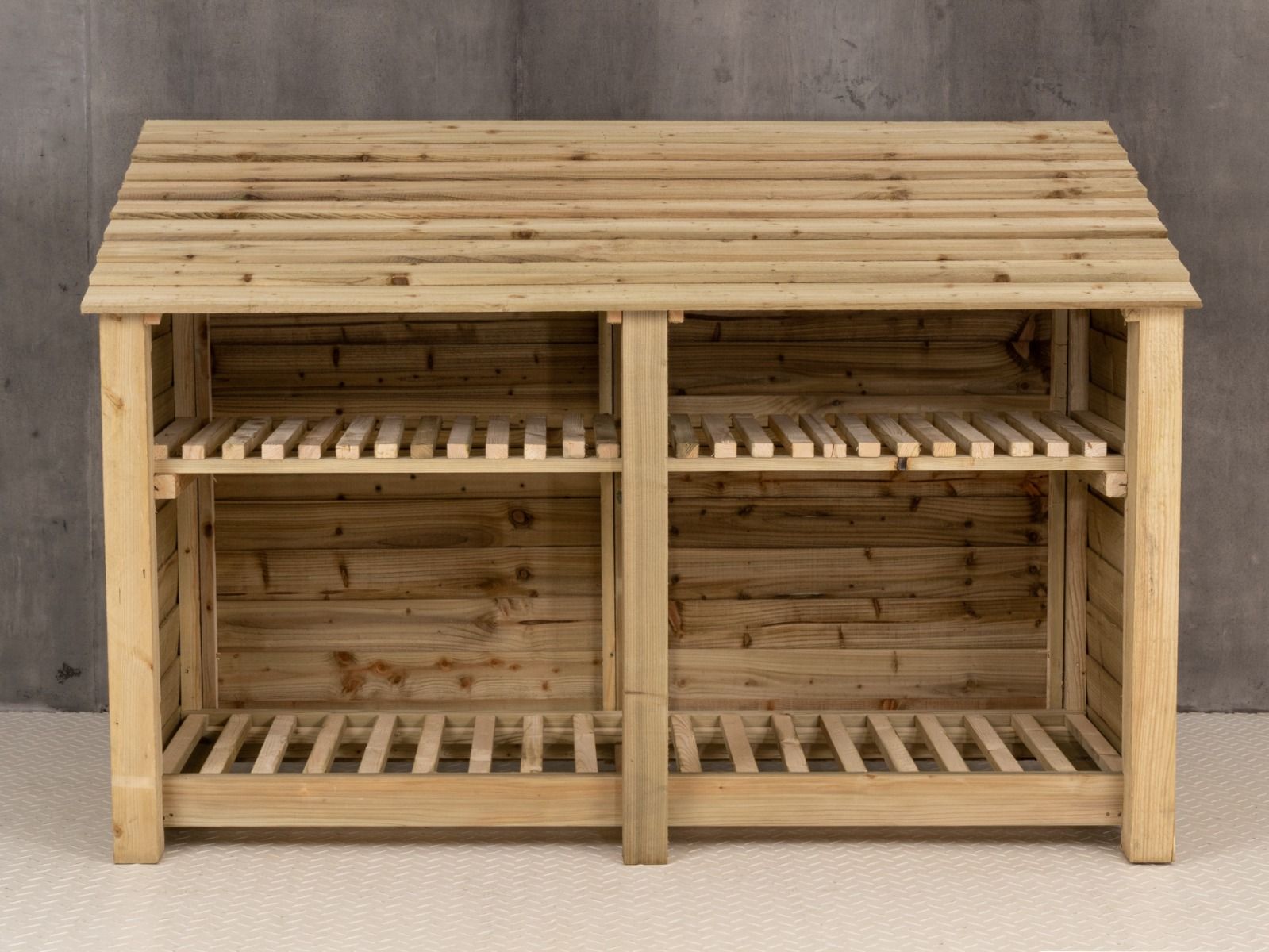 Wooden Log Store with Shelf W-187cm, H-126cm or 180cm, D-88cm