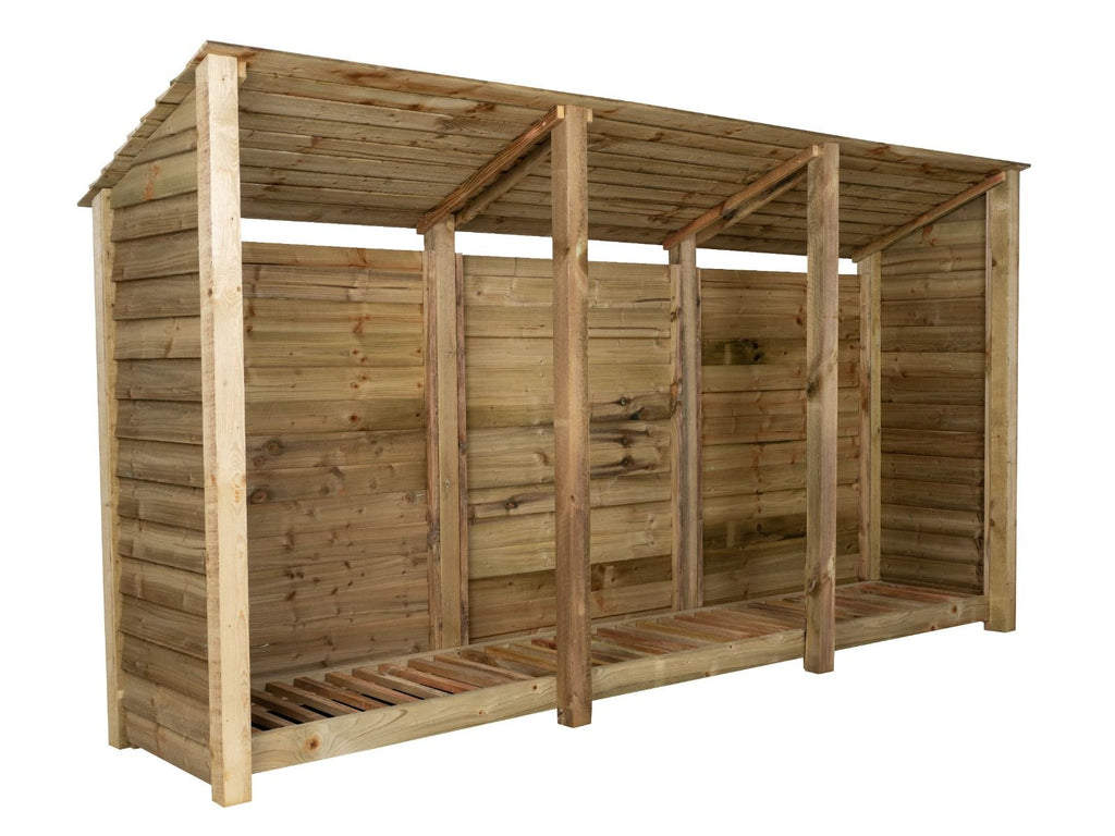 Wooden Log Store (Roof Sloping Back) W-335cm, H-126cm or 180cm, D-88cm