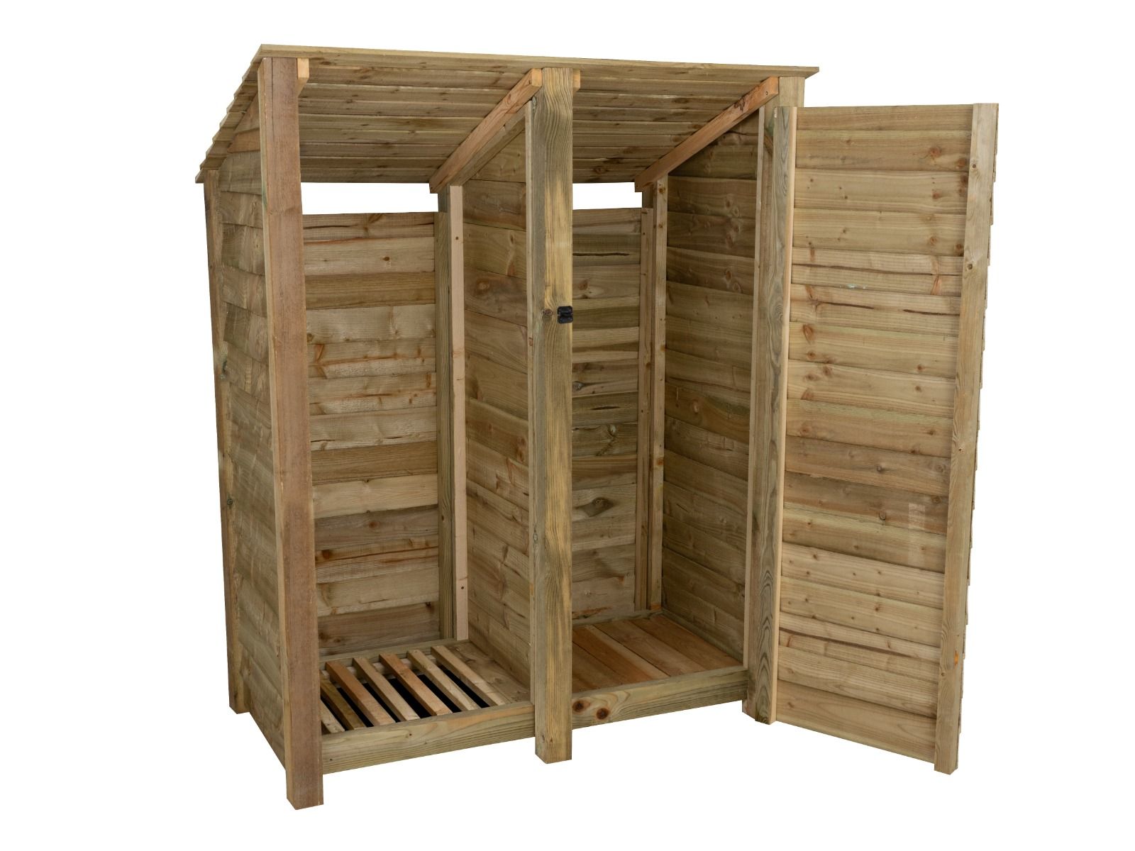 Wooden Garden Tool Storage (Roof Sloping Back) W-146cm, H-126cm or 180cm, D-88cm