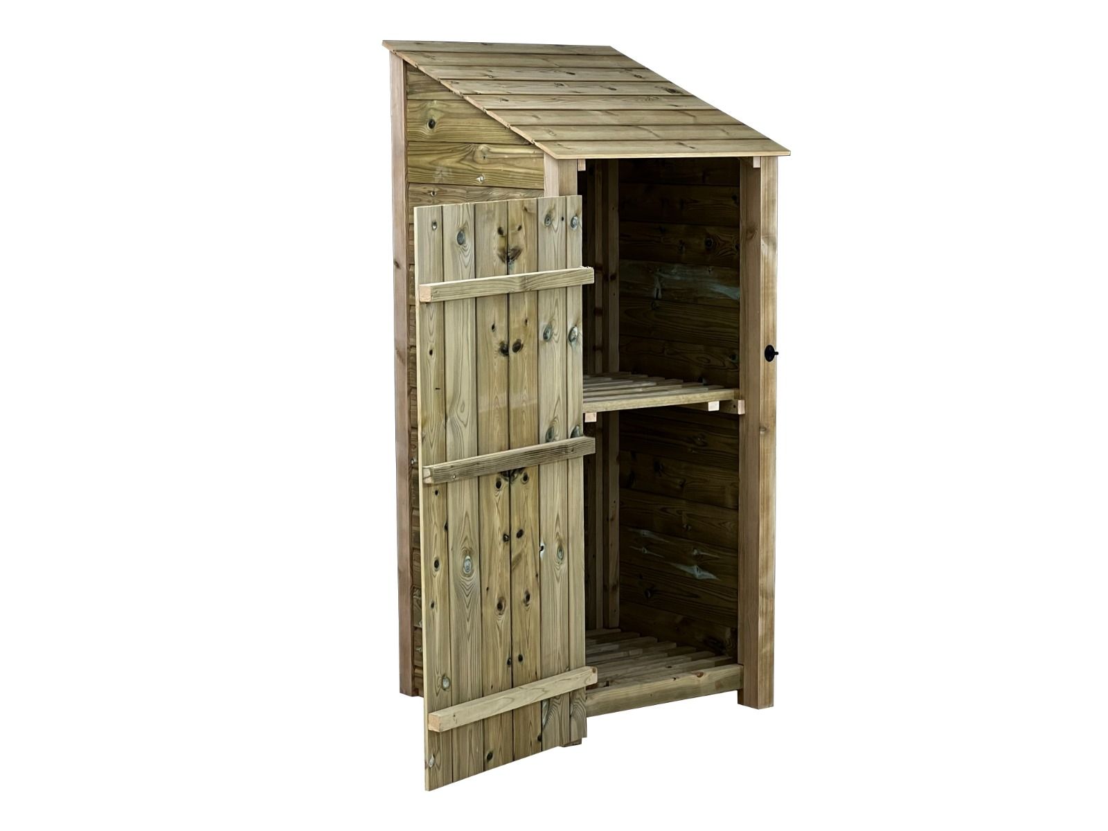 Wooden Premium Tongue/Groove Log Store with Door and Shelf (W-79cm, H-126cm or H-180cm, D-88cm)