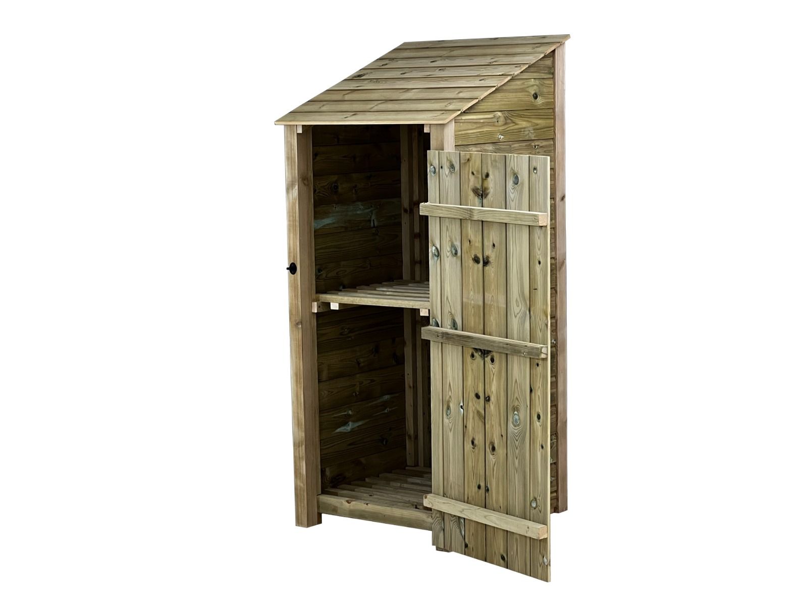 Wooden Premium Tongue/Groove Log Store with Door and Shelf (W-79cm, H-126cm or H-180cm, D-88cm)