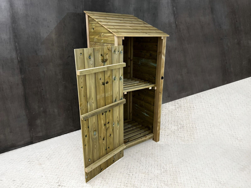 Wooden Premium Tongue/Groove Log Store with Door and Shelf (W-79cm, H-126cm or H-180cm, D-88cm)