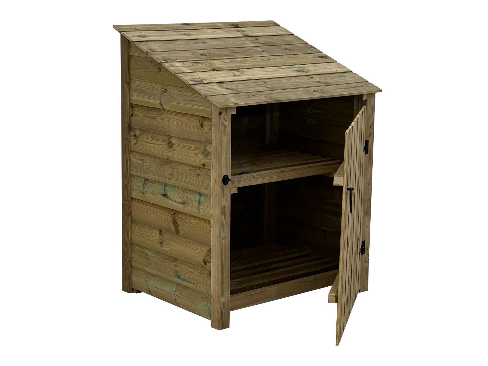 Wooden Premium Tongue/Groove Log Store with Door and Shelf (W-99cm, H-126cm or H-180cm, D-88cm)