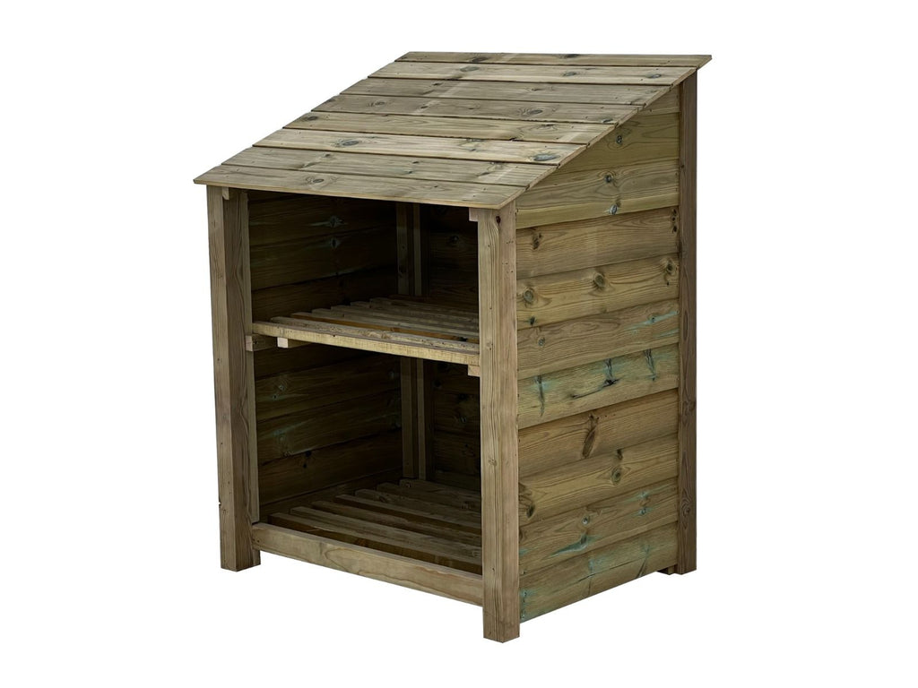 Wooden Premium Tongue/Groove Log Store with Shelf (W-99cm, H-126cm or H-180cm, D-88cm)