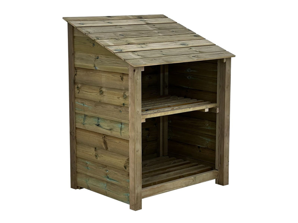 Wooden Premium Tongue/Groove Log Store with Shelf (W-99cm, H-126cm or H-180cm, D-88cm)