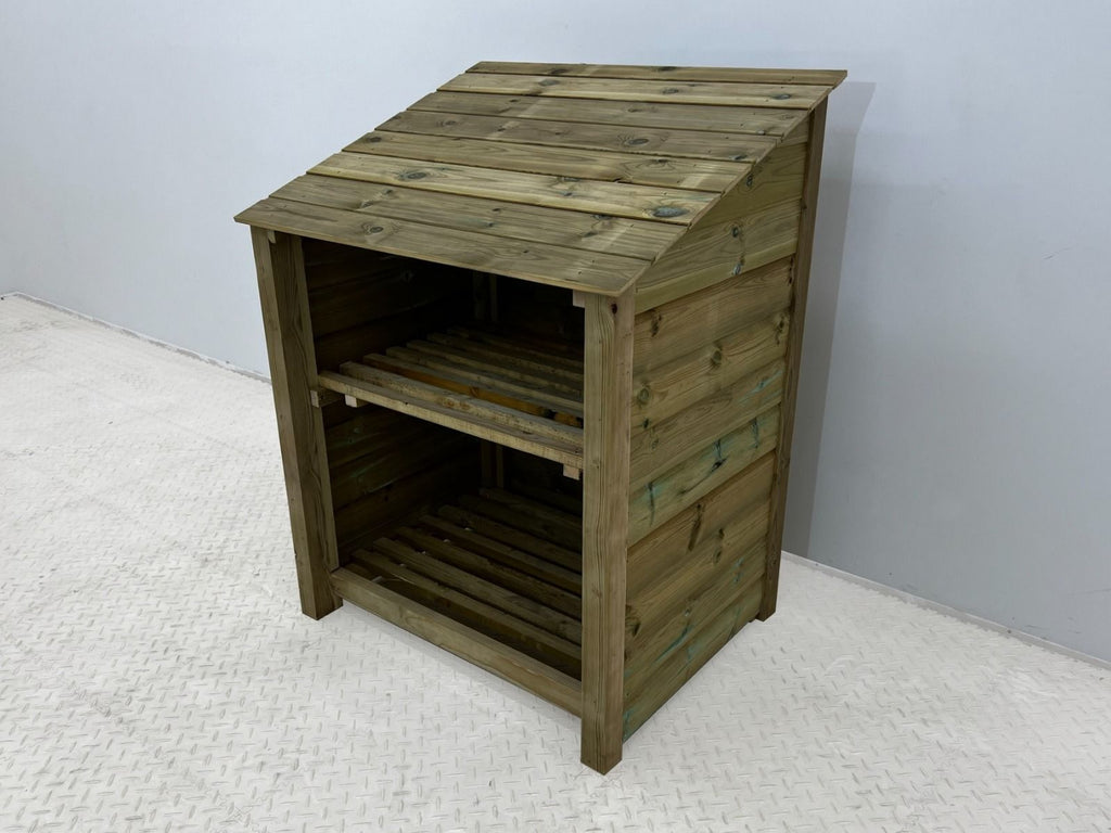 Wooden Premium Tongue/Groove Log Store with Shelf (W-99cm, H-126cm or H-180cm, D-88cm)