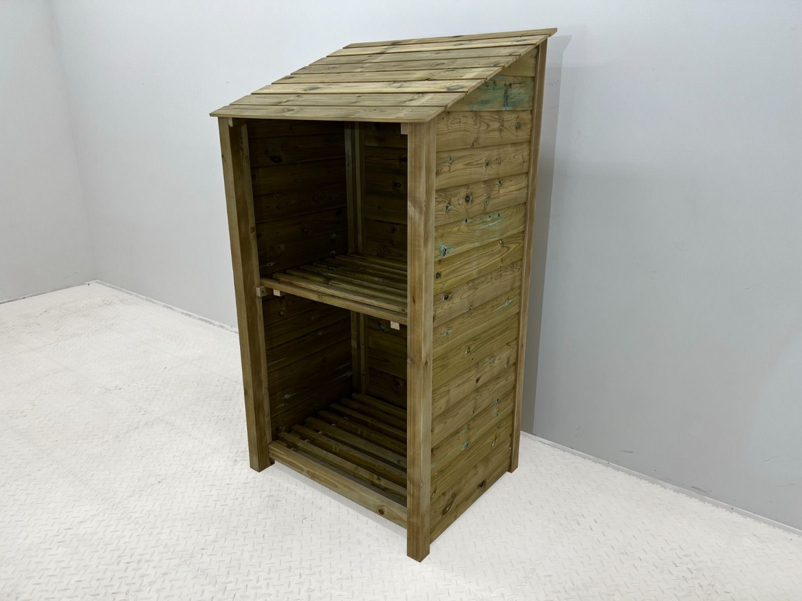 Wooden Premium Tongue/Groove Log Store with Shelf (W-99cm, H-126cm or H-180cm, D-88cm)