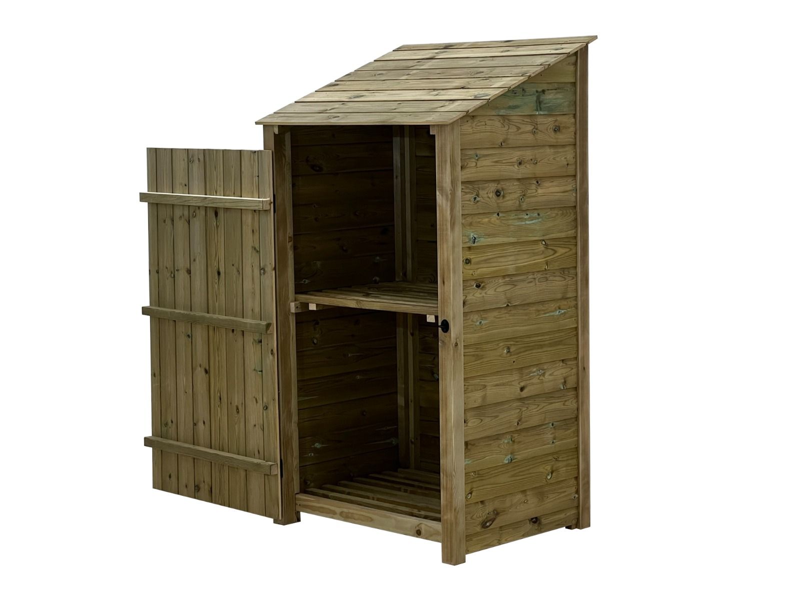 Wooden Premium Tongue/Groove Log Store with Door and Shelf (W-99cm, H-126cm or H-180cm, D-88cm)