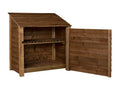 Wooden Garden Tool Storage with Shelf W-119cm, H-126cm or 180cm, D-88cm - Brown Finish