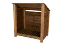 Wooden Log Store (Roof Sloping Back) W-119cm, H-126cm or 180cm, D-88cm - Brown Finish