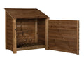 Wooden Log Store with Door W-119cm, H-126cm or 180cm, D-88cm - Brown Finish