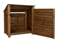 Wooden Garden Tool Storage (Roof Sloping Back) W-99cm, H-126cm or 180cm, D-88cm - Brown Finish