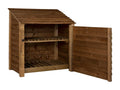 Wooden Log Store with Door and Shelf W-119cm, H-126cm or 180cm, D-88cm - Brown Finish