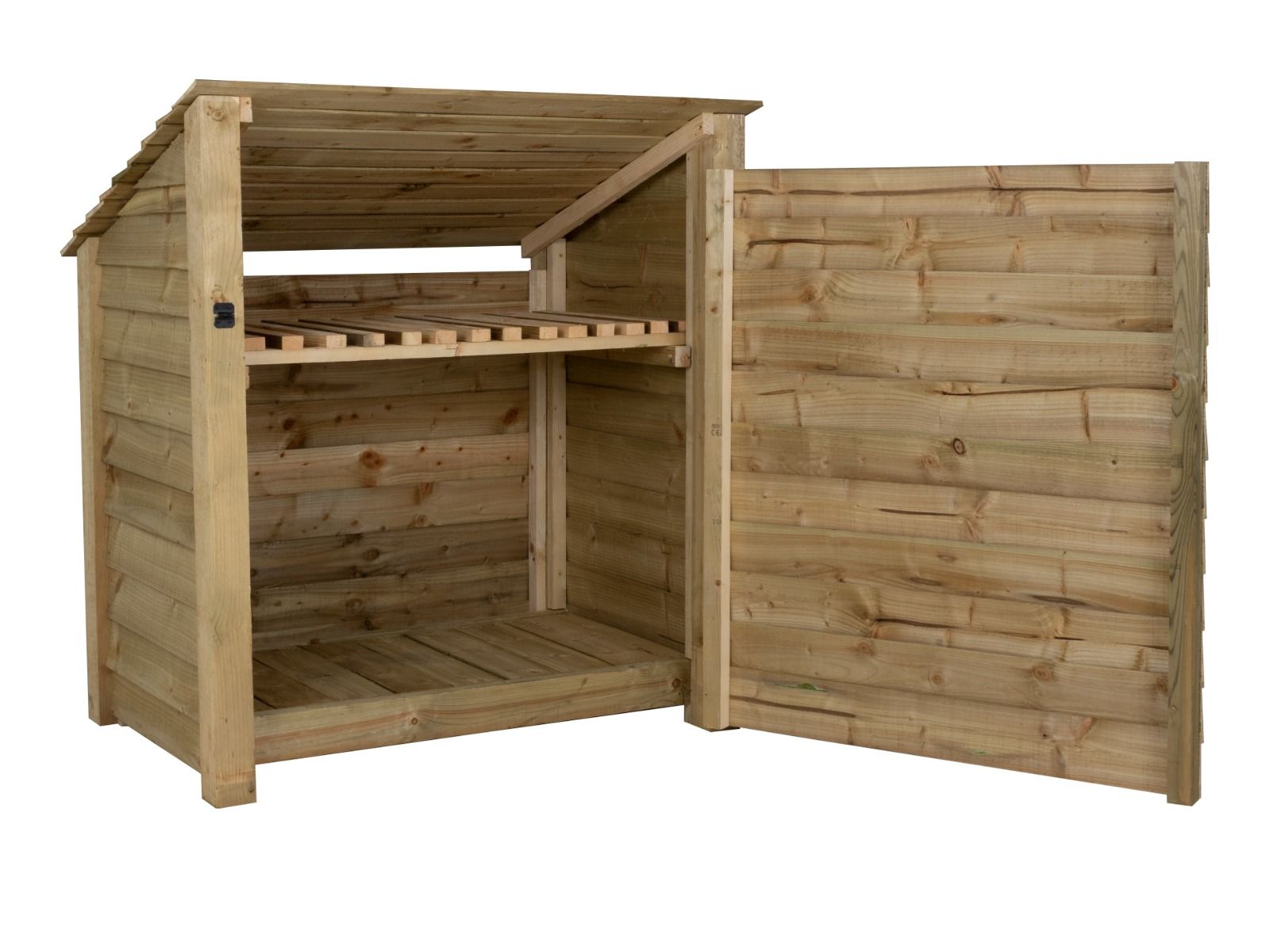 Wooden Garden Tool Storage with Shelf (Roof Sloping Back) W-119cm, H-126cm or 180cm, D-88cm