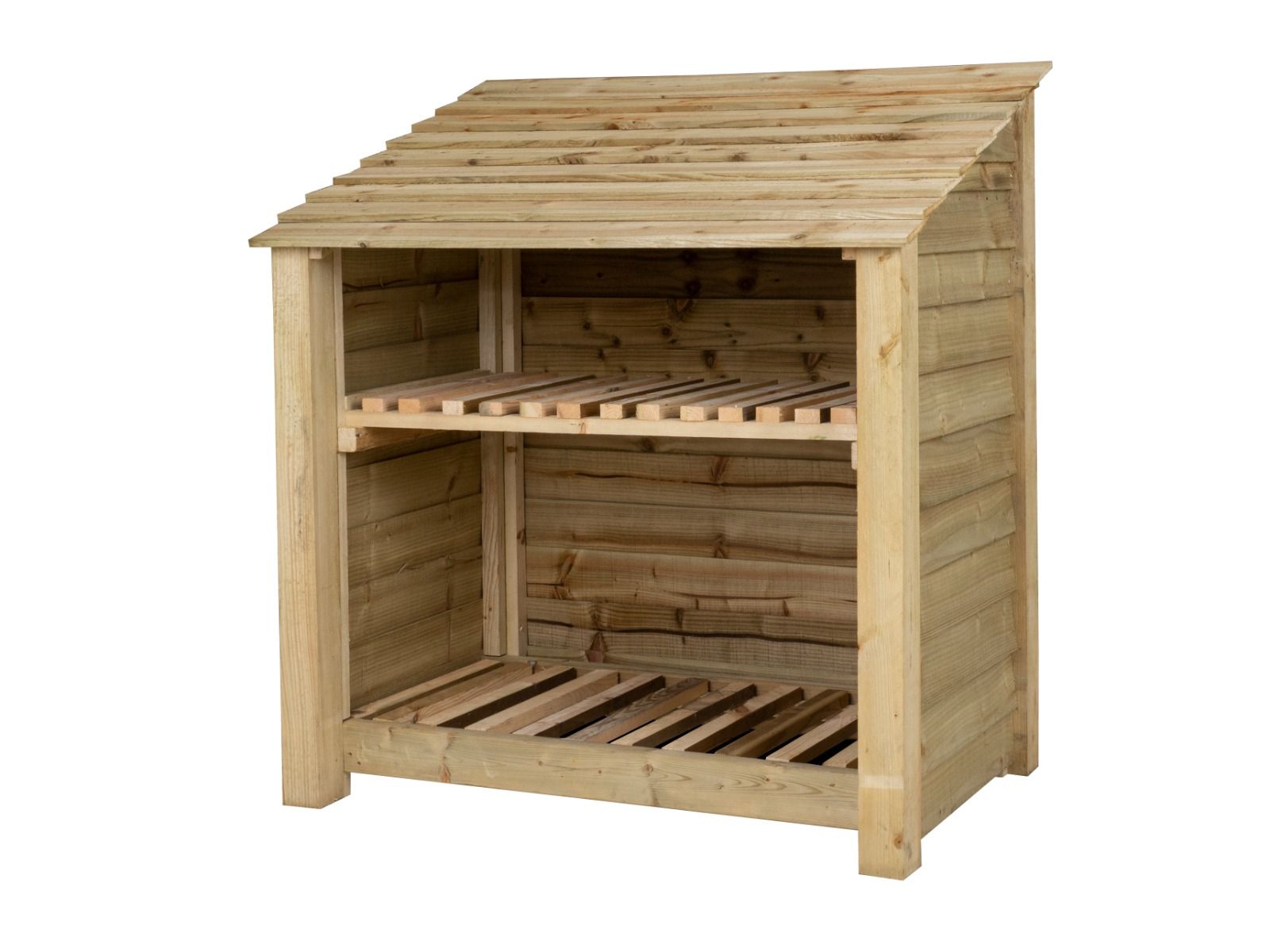 Wooden Log Store with Shelf W-119cm, H-126cm Or 180cm, D-88cm