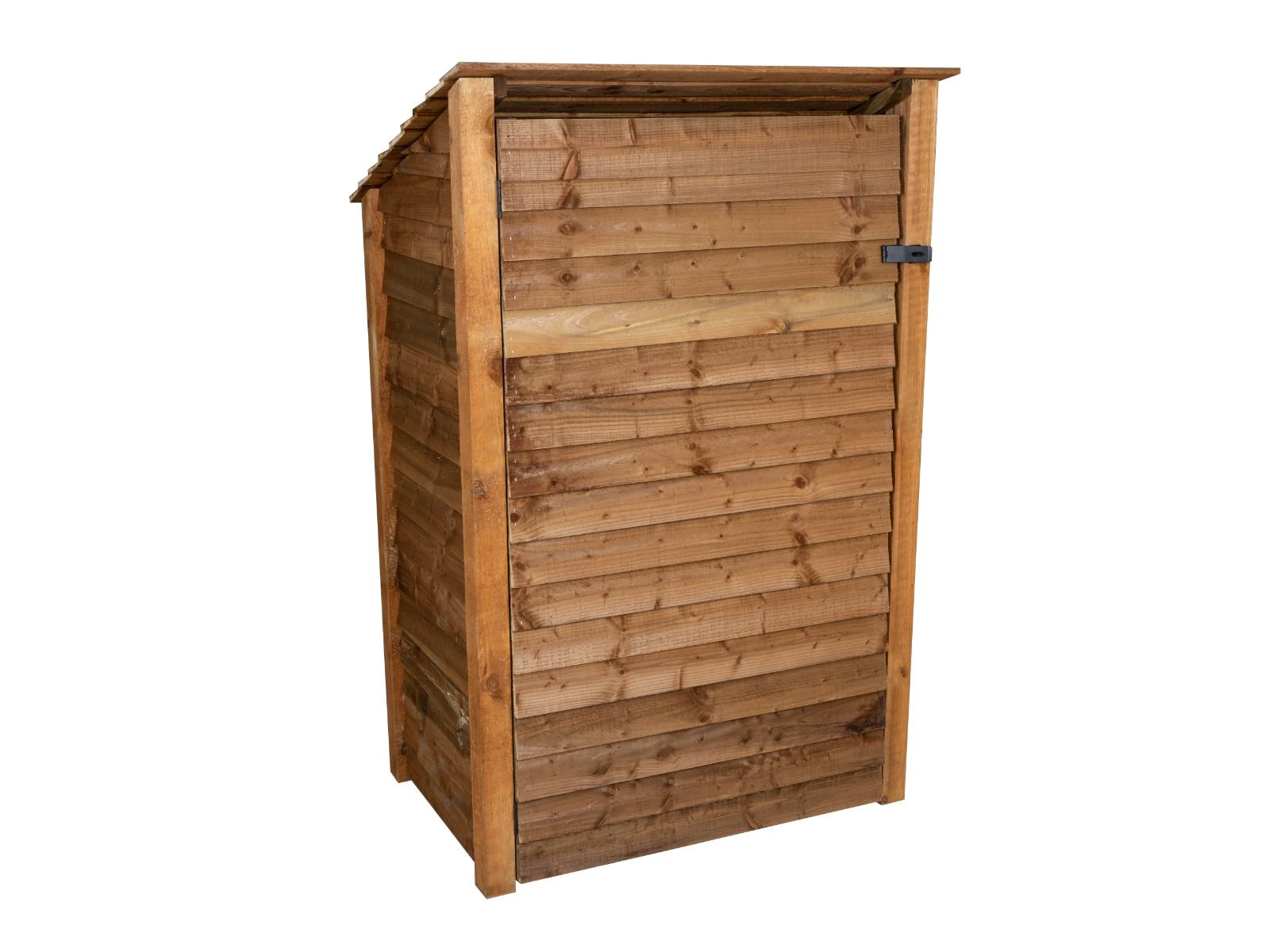 Wooden Garden Tool Storage (Roof Sloping Back) W-99cm, H-126cm or 180cm, D-88cm - Brown Finish