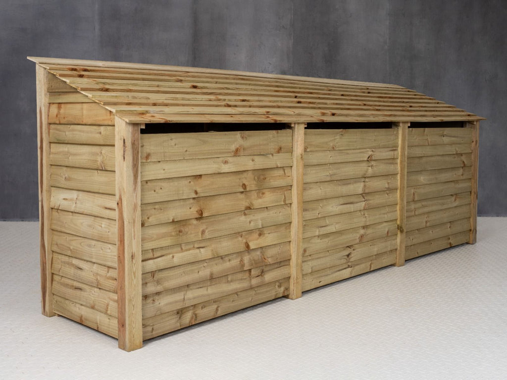 Wooden Garden Tool Storage (Roof Sloping Back) W-335cm, H-126cm or 180cm, D-88cm