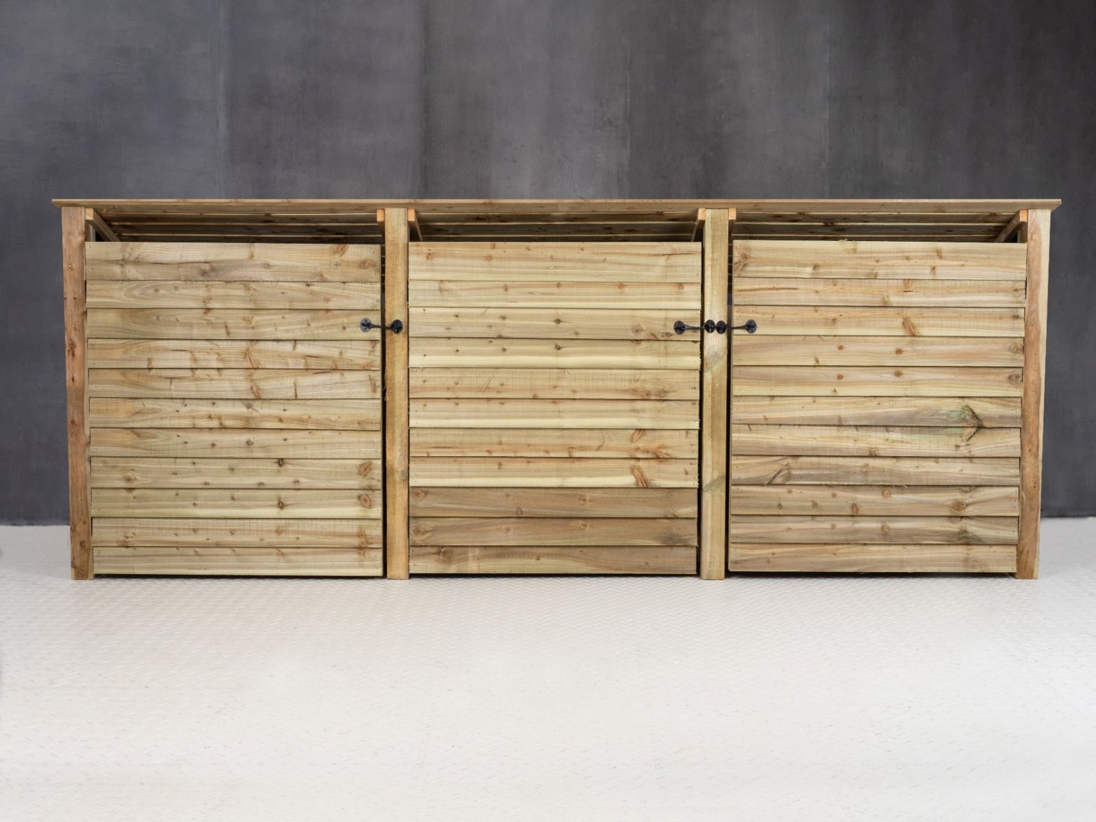 Wooden Log Store (Roof Sloping Back) with Doors W-335cm, H-126cm or 180cm, D-88cm