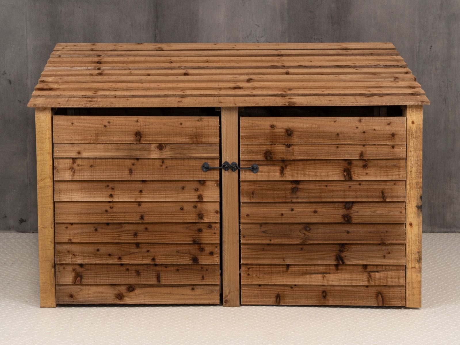 Wooden Log Store with Doors and Shelf W-187cm, H-126cm or 180cm, D-88cm - Brown Finish