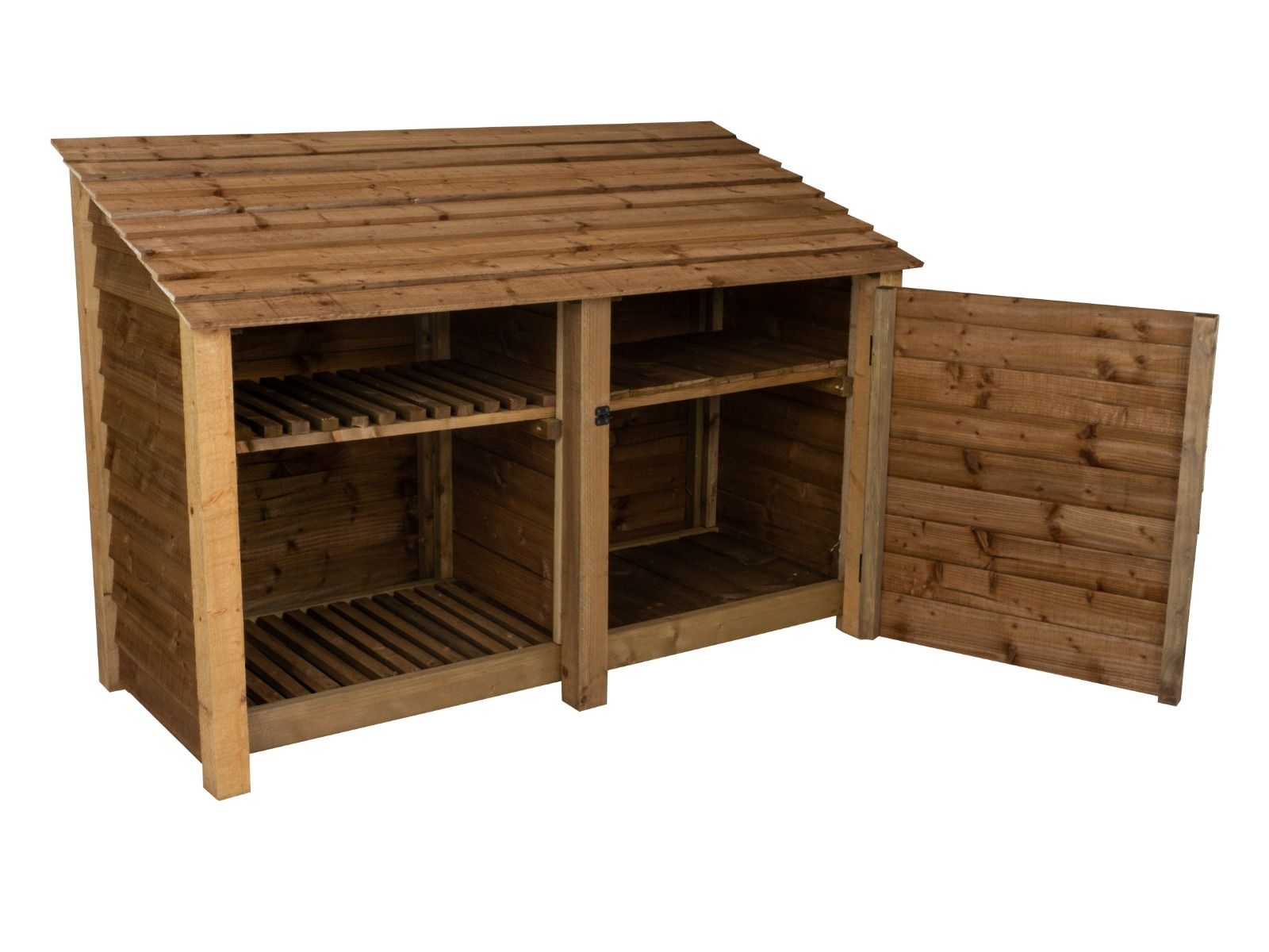 Wooden Garden Tool Storage with Shelf W-187cm, H-126cm or 180cm, D-88cm - Brown Finish